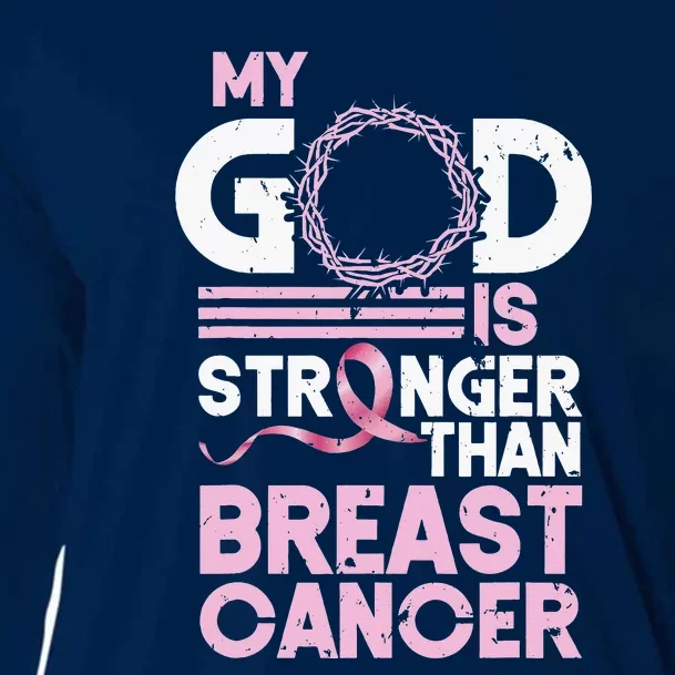 My God Is Stronger Than World Cancer Awareness Cooling Performance Long Sleeve Crew