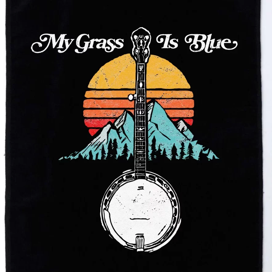 My Grass Is Blue Retro Rocky Mountain Banjo Bluegrass Platinum Collection Golf Towel