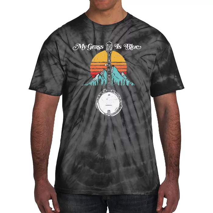 My Grass Is Blue Retro Rocky Mountain Banjo Bluegrass Tie-Dye T-Shirt