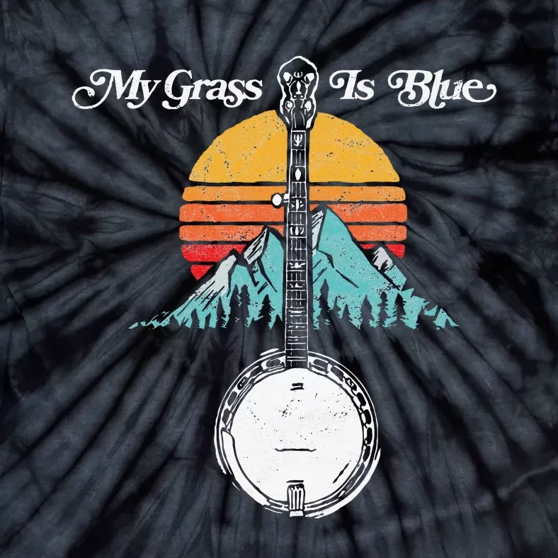 My Grass Is Blue Retro Rocky Mountain Banjo Bluegrass Tie-Dye T-Shirt