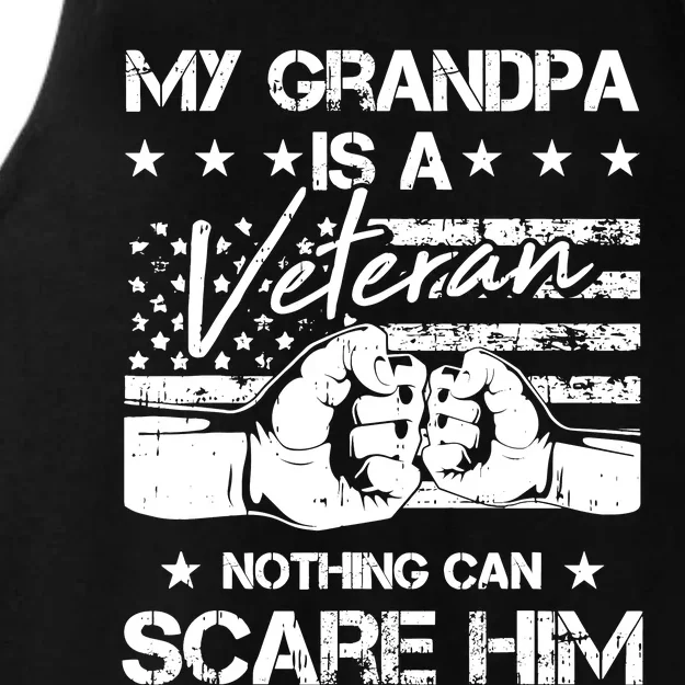 My Grandpa Is A Veteran American Flag Cool Patriotic Gifts Ladies Tri-Blend Wicking Tank