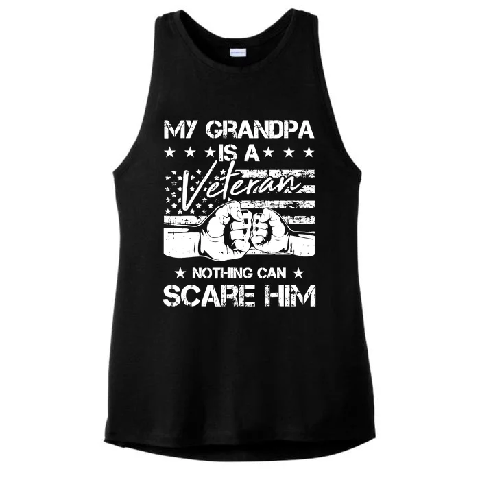 My Grandpa Is A Veteran American Flag Cool Patriotic Gifts Ladies Tri-Blend Wicking Tank