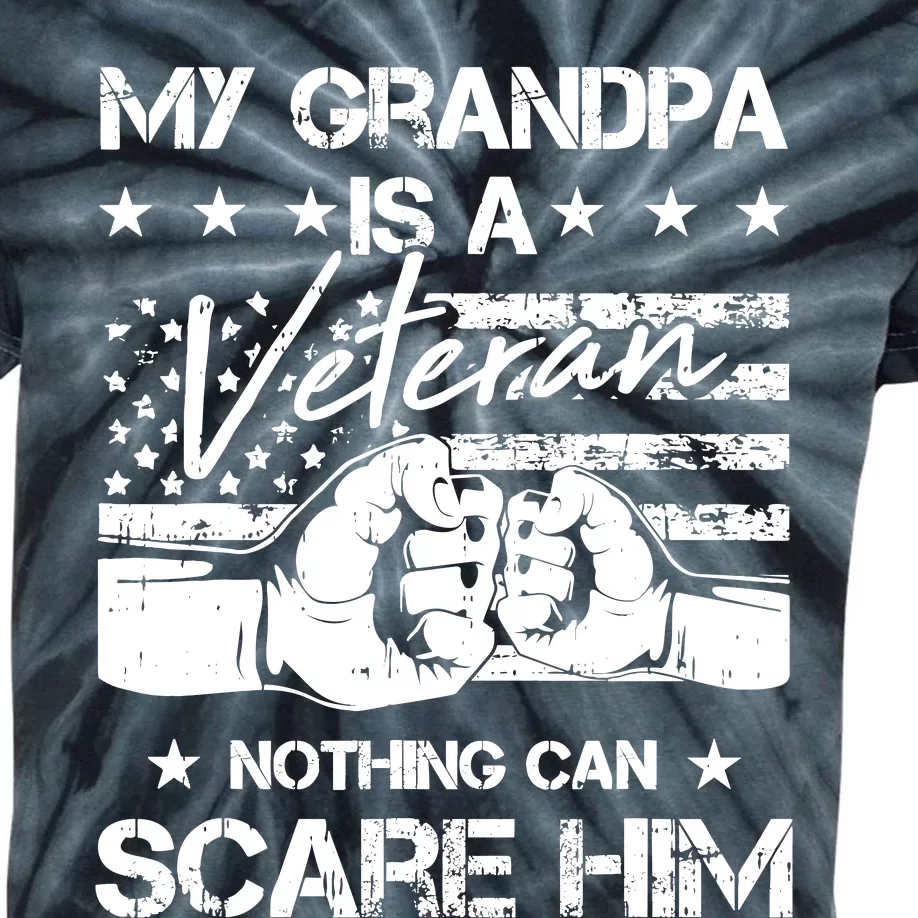 My Grandpa Is A Veteran American Flag Cool Patriotic Gifts Kids Tie-Dye T-Shirt