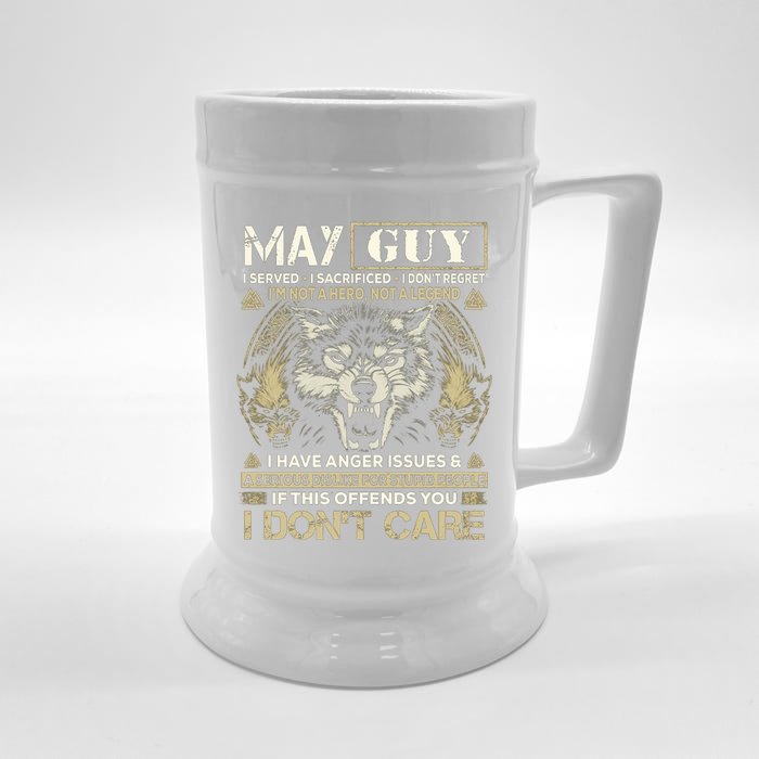 May Guy I Served I Sacrificed I Don't Regret Funny Wolf Great Gift Front & Back Beer Stein