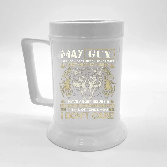 May Guy I Served I Sacrificed I Don't Regret Funny Wolf Great Gift Front & Back Beer Stein