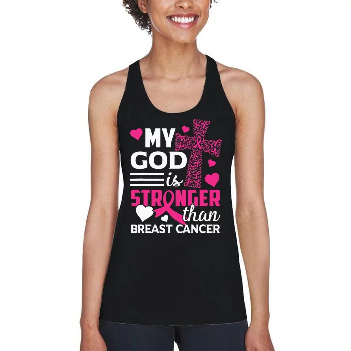 My God Is Stronger Than Breast Cancer Awareness Women's Racerback Tank