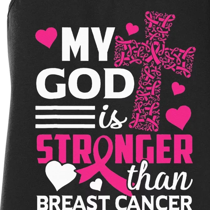 My God Is Stronger Than Breast Cancer Awareness Women's Racerback Tank