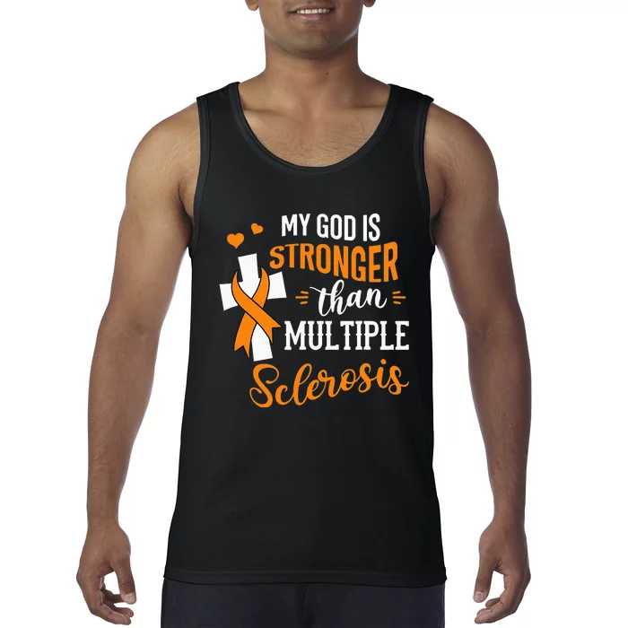 My God is Stronger Than Multiple Sclerosis Warrior Fighter Tank Top