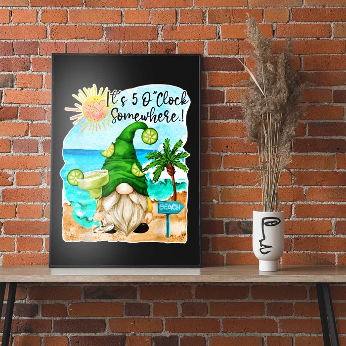 Margarita Gnome Its 5 Oclock Somewhere Palm Trees Beach Poster