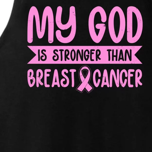 My God Is Stronger Than Breast Cancer Ladies Tri-Blend Wicking Tank