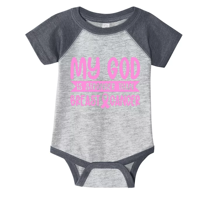 My God Is Stronger Than Breast Cancer Infant Baby Jersey Bodysuit