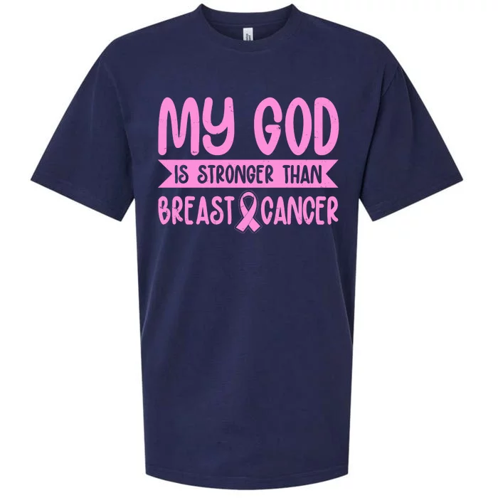 My God Is Stronger Than Breast Cancer Sueded Cloud Jersey T-Shirt