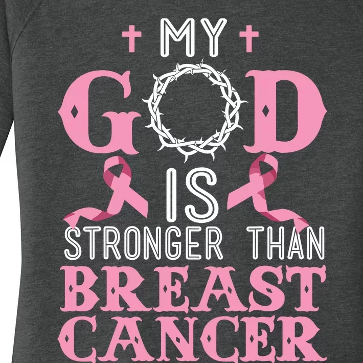 My God Is Stronger Than Christian Breast Cancer Awareness Women's Perfect Tri Tunic Long Sleeve Shirt