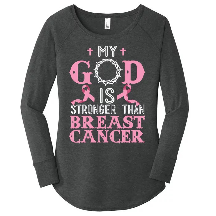 My God Is Stronger Than Christian Breast Cancer Awareness Women's Perfect Tri Tunic Long Sleeve Shirt