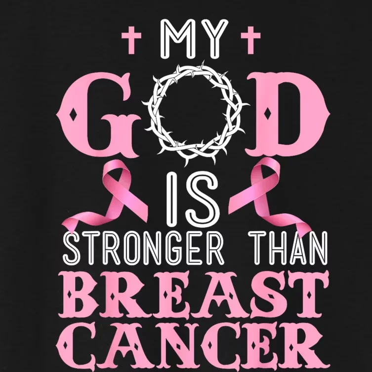 My God Is Stronger Than Christian Breast Cancer Awareness Women's Crop Top Tee