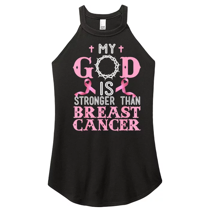 My God Is Stronger Than Christian Breast Cancer Awareness Women’s Perfect Tri Rocker Tank