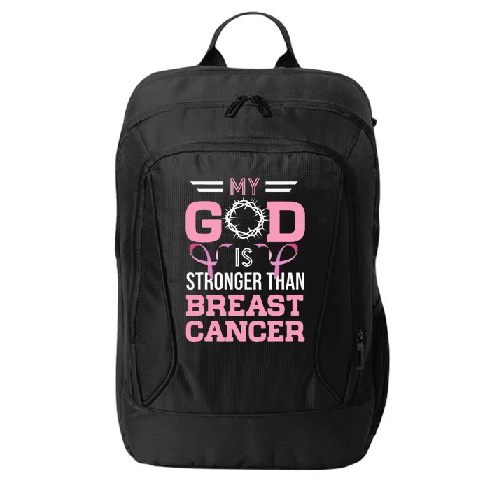 My God Is Stronger Than Breast Cancer Awareness Christian City Backpack