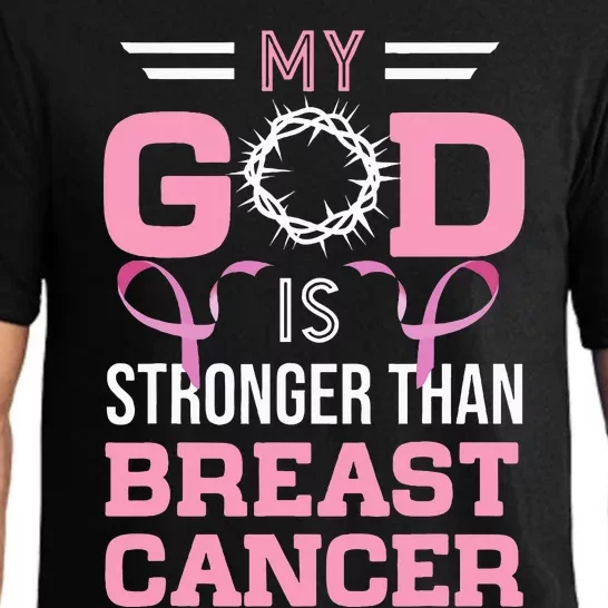 My God Is Stronger Than Breast Cancer Awareness Christian Pajama Set