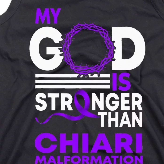 My God Is Stronger Than Chiari Malformation Awareness Ribbon Tank Top