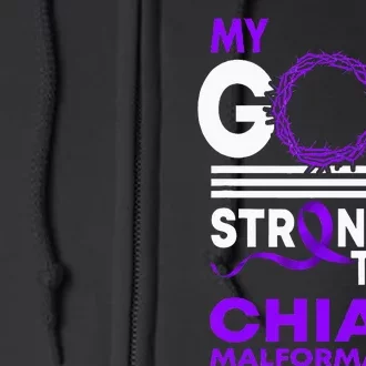 My God Is Stronger Than Chiari Malformation Awareness Ribbon Full Zip Hoodie