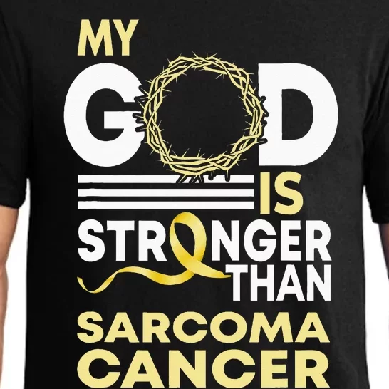 My God Is Stronger Than Sarcoma Cancer Awareness Ribbon Pajama Set