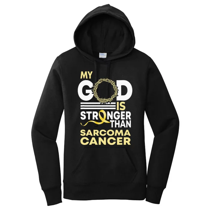 My God Is Stronger Than Sarcoma Cancer Awareness Ribbon Women's Pullover Hoodie