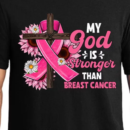 My God Is Stronger Than Breast Cancer Christian Sunflower Pajama Set