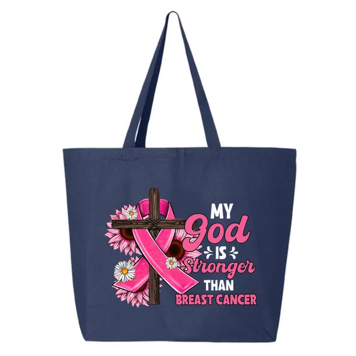 My God Is Stronger Than Breast Cancer Christian Sunflower 25L Jumbo Tote