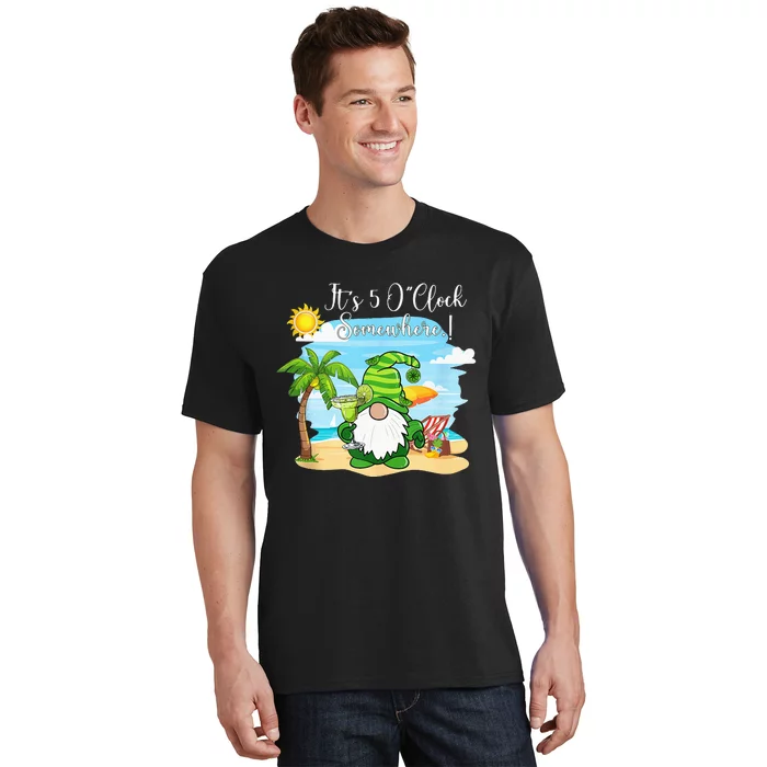 Margarita Gnome Its 5 Oclock Somewhere Beach Vacation T-Shirt