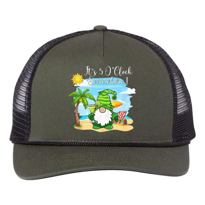 Margarita Gnome Its 5 Oclock Somewhere Beach Vacation Retro Rope Trucker Hat Cap