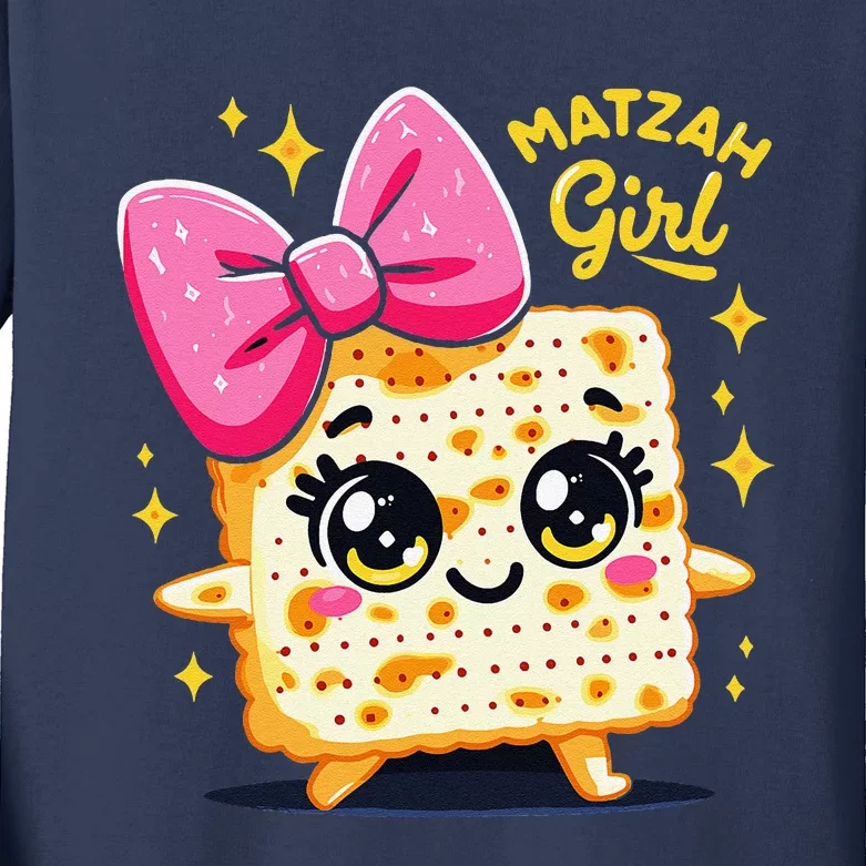 Matzah Girl Jewish Pesach Seder Afikoman Happy Passover Kids Long Sleeve Shirt