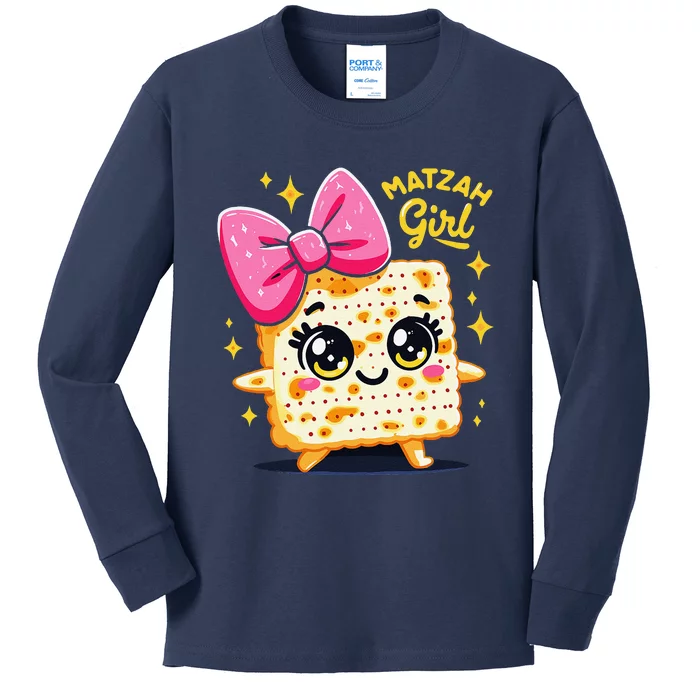 Matzah Girl Jewish Pesach Seder Afikoman Happy Passover Kids Long Sleeve Shirt