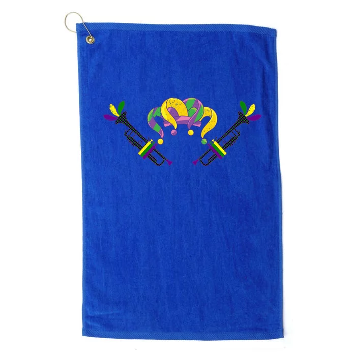 Musician Gift Jester Hat Masquerade Trumpet Mardi Gras Gift Platinum Collection Golf Towel