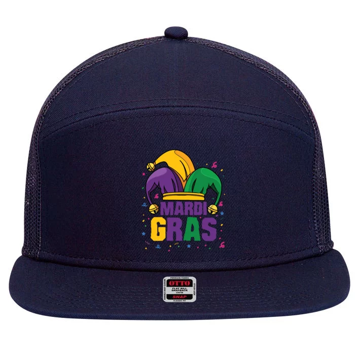 Mardi Gras Jester Costume Funny Mardi Gras 7 Panel Mesh Trucker Snapback Hat