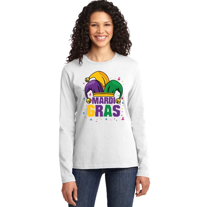 Mardi Gras Jester Costume Funny Mardi Gras Ladies Long Sleeve Shirt