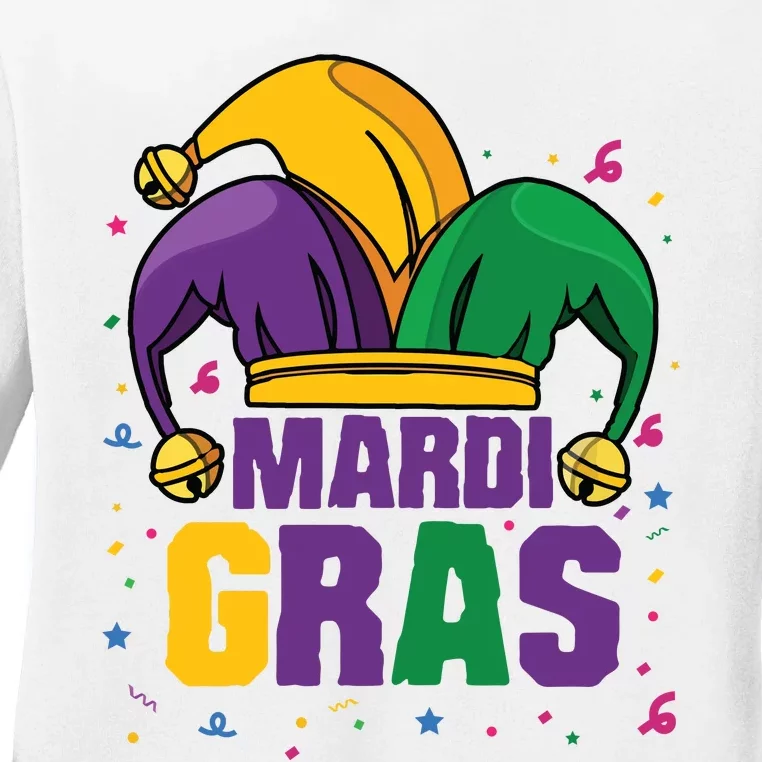 Mardi Gras Jester Costume Funny Mardi Gras Ladies Long Sleeve Shirt