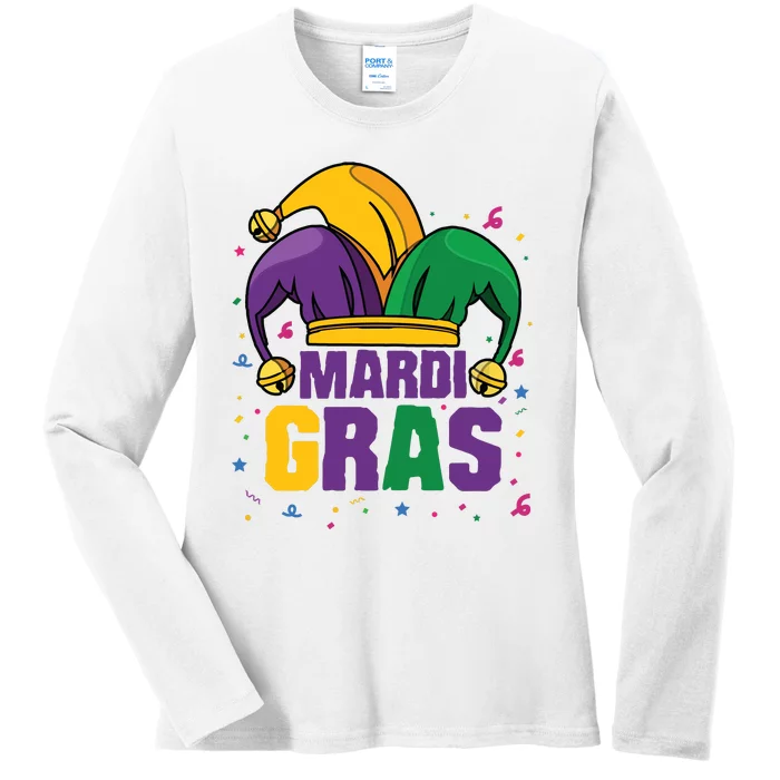 Mardi Gras Jester Costume Funny Mardi Gras Ladies Long Sleeve Shirt