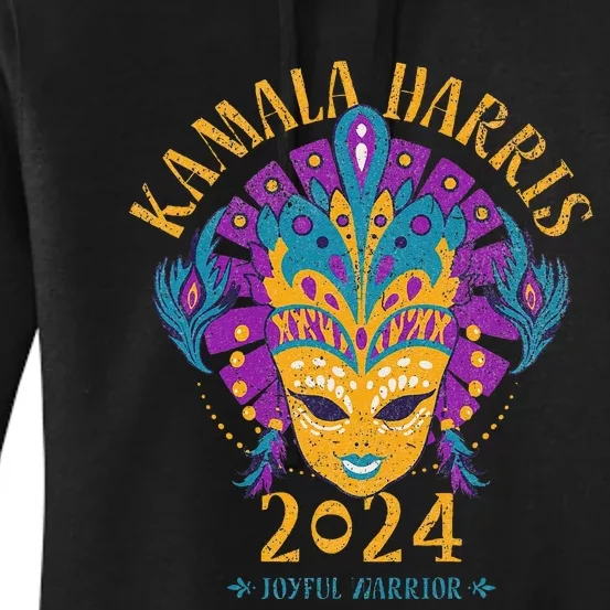 Mardi Gras Kamala Harris 2024 Harris Walz For President Women's Pullover Hoodie