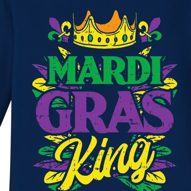 Mardi Gras King Crown Funny Mardi Gras Carnival Baby Long Sleeve Bodysuit