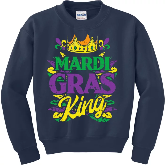 Mardi Gras King Crown Funny Mardi Gras Carnival Kids Sweatshirt