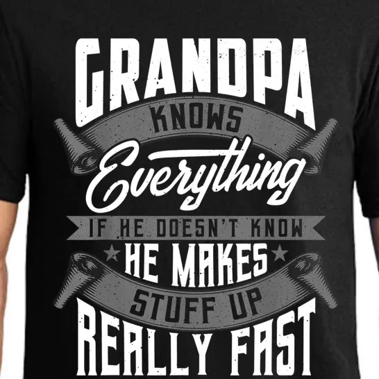 Mens Grandpa Knows Everything Funny Grandpa Fathers Day Gifts TShirt Pajama Set