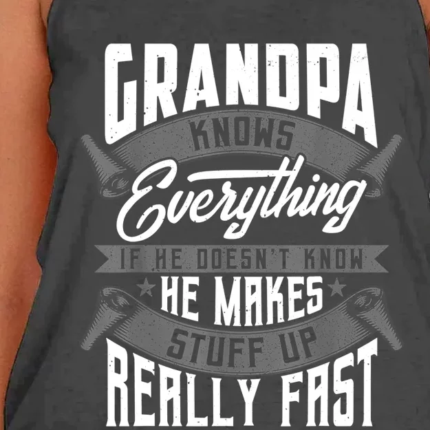 Mens Grandpa Knows Everything Funny Grandpa Fathers Day Gifts TShirt Women's Knotted Racerback Tank