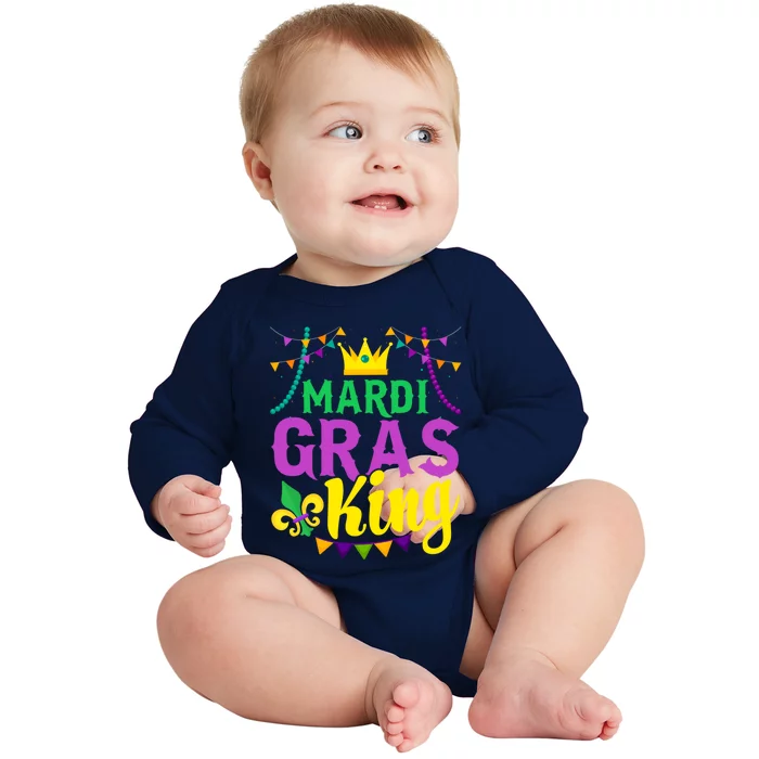 Mardi Gras King Funny Mardi Gras Festival Party Cute Gift Baby Long Sleeve Bodysuit