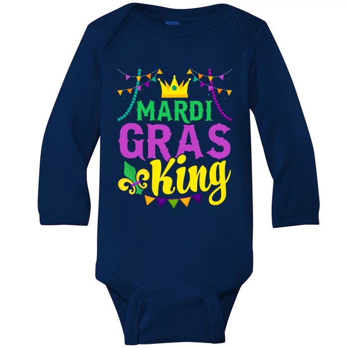 Mardi Gras King Funny Mardi Gras Festival Party Cute Gift Baby Long Sleeve Bodysuit