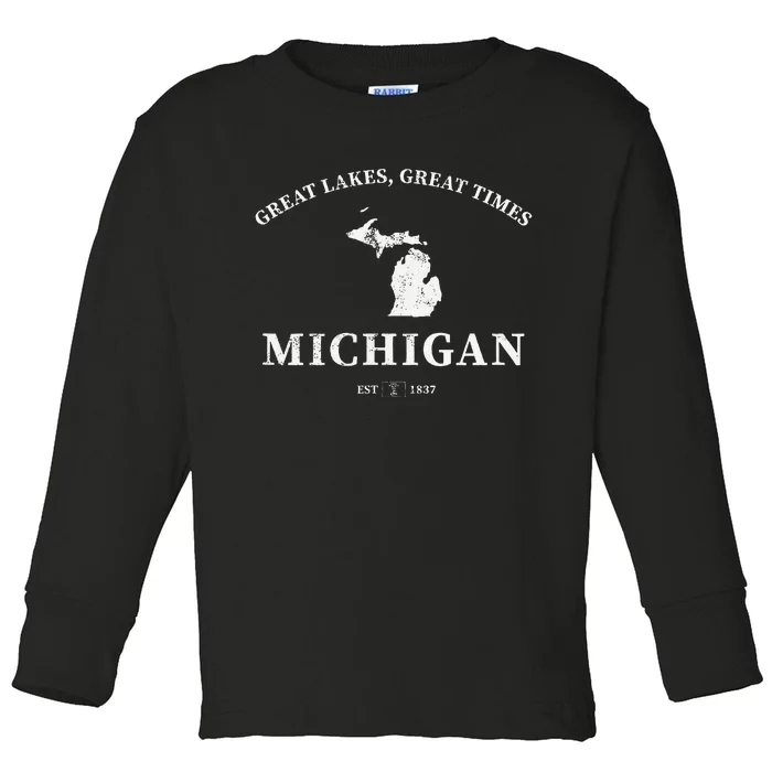 Michigan Great Lakes Great Times Toddler Long Sleeve Shirt