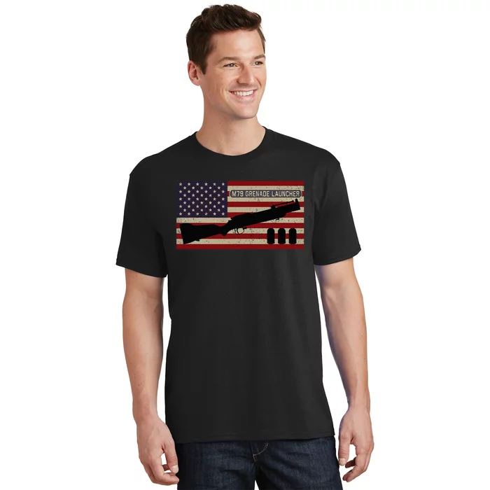 M79 Grenade Launcher Diagram American Flag T-Shirt