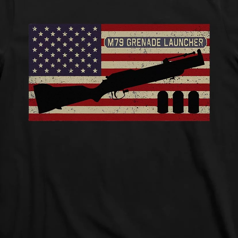 M79 Grenade Launcher Diagram American Flag T-Shirt