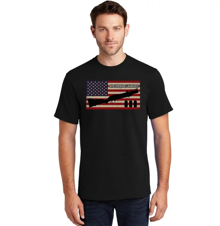 M79 Grenade Launcher Diagram American Flag Tall T-Shirt