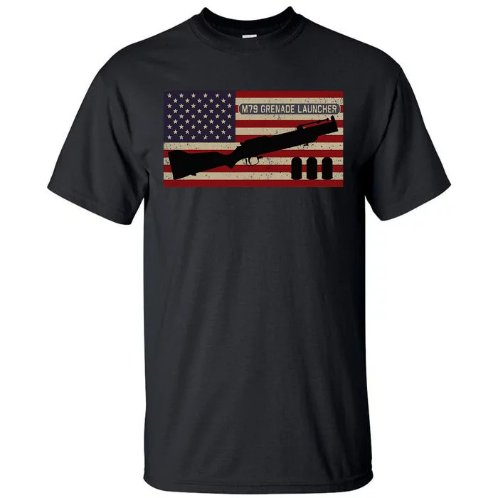 M79 Grenade Launcher Diagram American Flag Tall T-Shirt