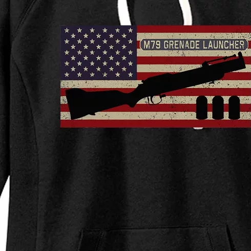 M79 Grenade Launcher Diagram American Flag Women's Fleece Hoodie